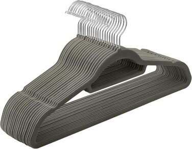 Плечики SONGMICS для одягу, 20 шт., велюрові, нековзні, для краваток, 360° обертання, 0,6 см, економія місця, 43,5 см, для пальто, штанів, срійно-сірий