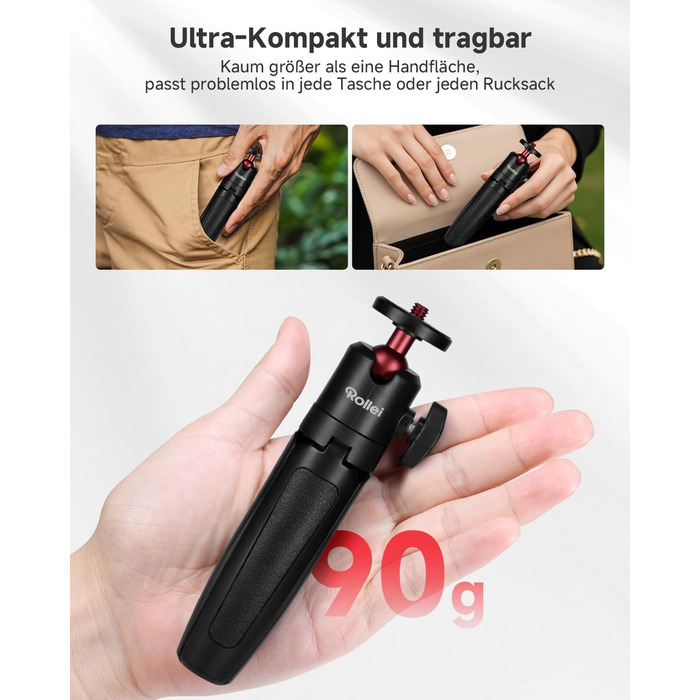Штатив для смартфона Rollei з автоматичним відстеженням обличчя та вбудованим акумулятором для TikTok Live Streaming (міні-штатив)