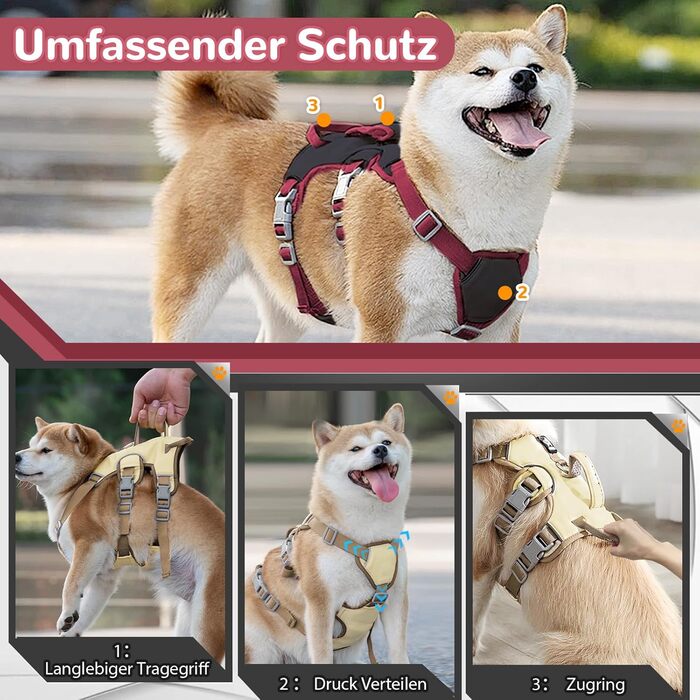 Нашийник для собак з повідком, анти-тяга, безпечний, для маленьких та середніх порід (Чорний, M)