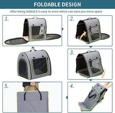 Кія для собак Petsfit: складана переноска для маленьких собак, котів та кроликів. Зручна переноска для дому, транспортування та сну. З анти-відкривачем та плюшевою подушкою, сіра, S