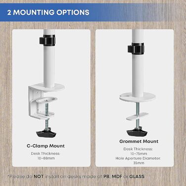 Підставка для монітора PUTORSEN на 3 монітори - сумісна з LCD/LED телевізорами 13'-27' (33-68см), вантажопідйомність 7 кг на монітор, регулювання на 180°, поворот 360°, регулювання висоти, білий колір