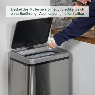 Relaxdays Stainless Steel Trash Can with Sensor