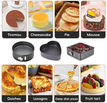 Набір форм для випічки Springform Set Eozfly, антипригарне покриття, BPA-Free, знімний дно, 20/22/24 см