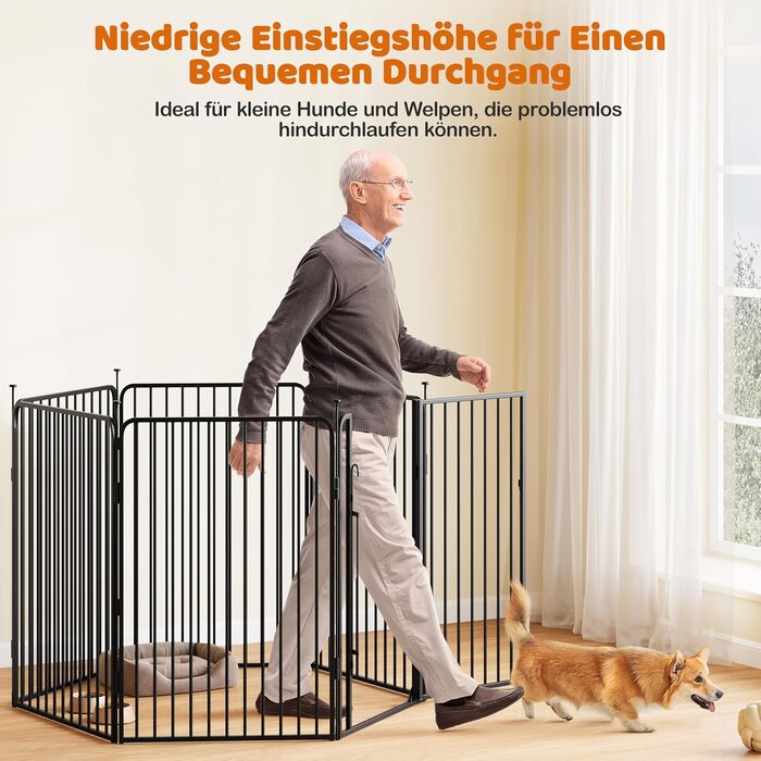 Забіг для цуценят Yaheetech 6-секційний, 100 см, з замком, захист від подряпин, міцні металеві дроти, для дому та саду