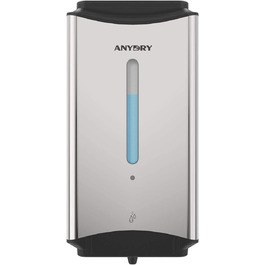anydry AD1206 Commercial Wall Mount Automatic Liquid Soap Dispenser, Stainless Steel Finish, 1100ml Large Capacity (Polished Stainless Steel)
