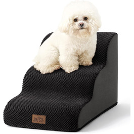 Сходинки для собак: компактні сходи для маленьких собак, 3 сходинки, чорний колір, 40x57x40 см, з миючим покриттям та протиковзким дном