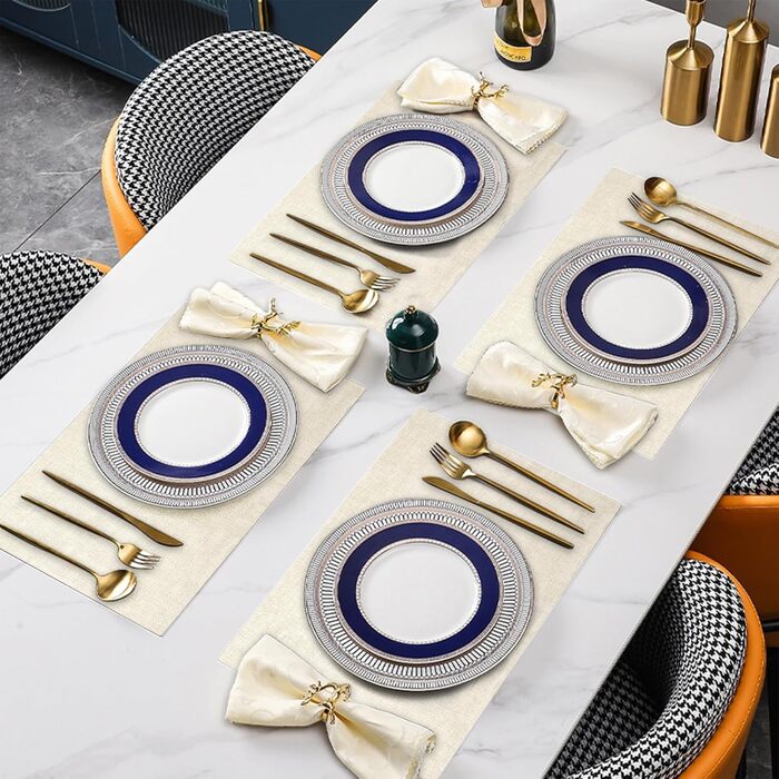SUEH DESIGN Leather Placemats - Set of 6 Placemats, Washable, Leather-Look, Heat-Resistant PU Faux Leather Placemats for Home, Kitchen, Dining Table, 43cm x 31cm