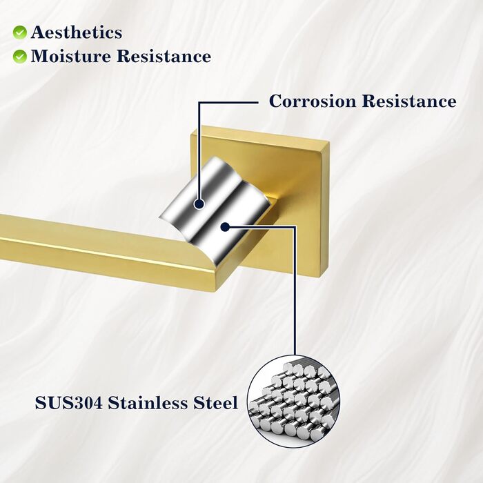 Тримач для туалетного паперу з нержавіючої сталі 304, 15 см. Сучасний настінний тримач для ванної кімнати, туалету та кухні (Золотистий)