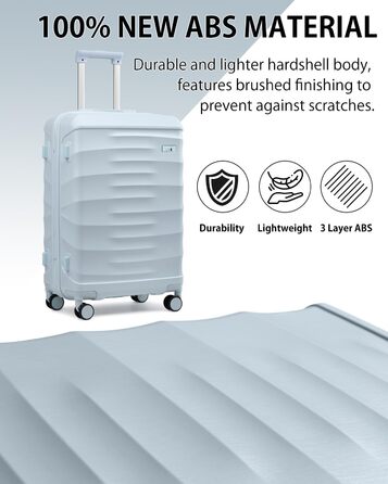 Набір валіз Sea Choice 5 в 1 з ABS-пластику: велика місткість, TSA-замок, ручна поклажа. Включає: валіза-тележка, сумка для подорожей, косметичка. Колір: м'ятно-зелений