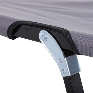 Outsunny Folding Camping Bed for 2 People, Folding Field Bed with Carry Bag, Weight Capacity up to 136 kg, Steel, Oxford Grey, 193 x 125 x 40 cm | Aosom