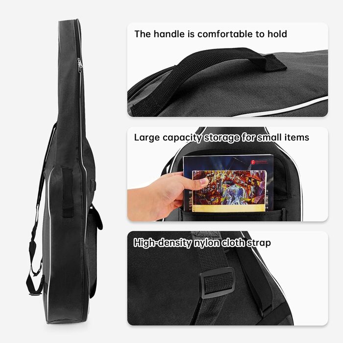 Чохол для акустичної гітари MuzcYM, чорний, з двома регульованими ременями, водонепроникний, 104 см