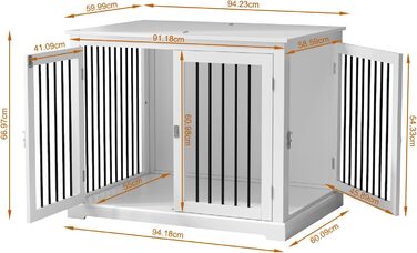 Клітка для собак для дому, меблі для собак з подушкою, вольєр для собак в приміщенні, собачий будиночок, клітки для собак великих порід, клітка для собак у стилі меблів з відкидним верхом, білий (L) (Новий середній розмір, білий)