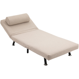 HOMCOM Sleeper Chair, Folding Chair with Bed Function, Back Cushion, Folding Recliner Chair with Linen Look, Adjustable Backrest, Holds up to 150 kg, for Living Room, Beige | Aosom