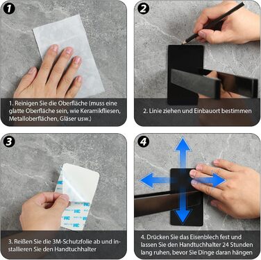 Тримач для рушників настінний з нержавіючої сталі, без свердління, подвійний, для ванної кімнати та кухні, срібний (чорний, двозахватний)