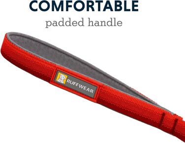RUFFWEAR Front Lead, lightweight, 1.5 m, strong lead with padded handle and secure swivel Crux Clip, compact, flat Tubelok webbing, (Red Canyon, one size)