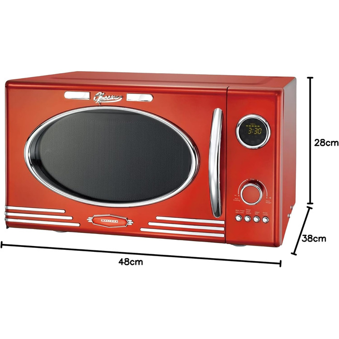 Мікрохвильова піч Melissa Retro 16330129 – 23 літри, 1000 Вт, з грилем, металевий колір