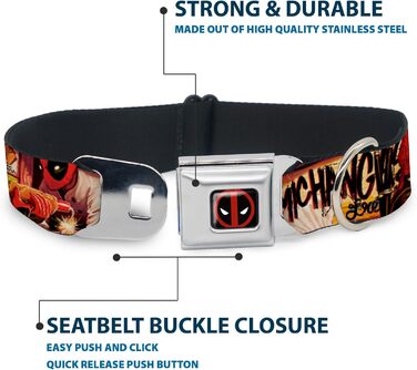 Нашийник для собак Buckle-Down Deadpool Kills Deadpool, L, 3.8 см, універсальний