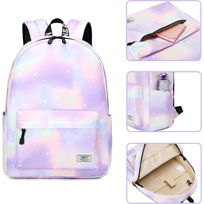 Рюкзак для дівчинки Mygreen Corduroy Retro з екошкіри, 14-дюймовий, зелено-ліловий