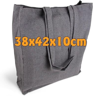 Cottonbagjoe Shopping Bags | 38x42x10 cm | Side and Bottom Fold | with Long Handles | Jute Bags | Cotton Bags for Painting, Printing | DIY (100 pcs, recycled)