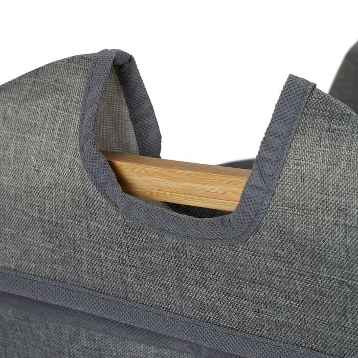 Relaxdays Gray Laundry Basket with Bamboo Frame