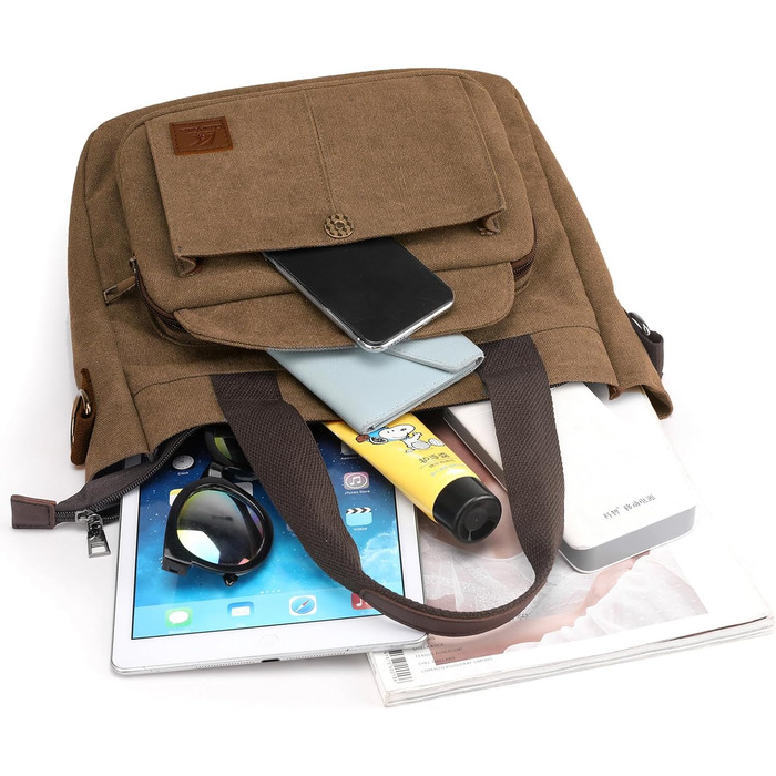 Сумка жіноча Canvas Hobo через плече, повсякденна крос-боді сумка-тоут для пляжу, багатофункціональна сумка з відділеннями, вінтажна сумка для роботи, подорожей, університету (Коричнева)