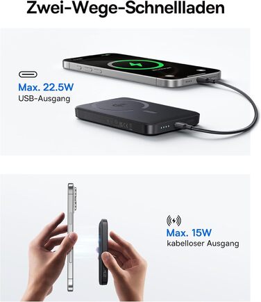 Power Bank Baseus EnerFill MagSafe 10000mAh з PD 22.5W та бездротовою зарядкою 15W (Qi2), чорний