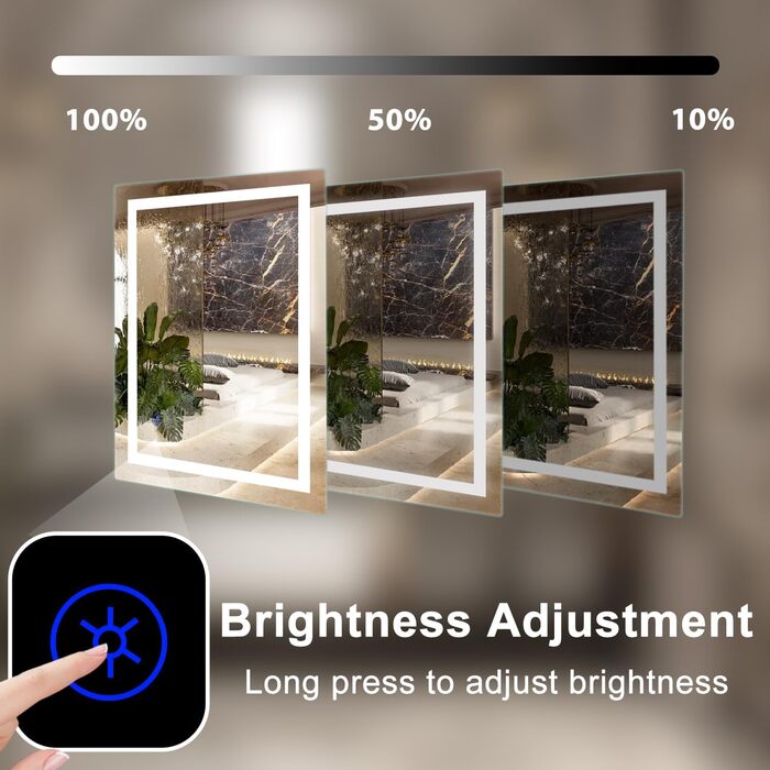 Дзеркало для ванної кімнати Sanitemodar LED 50x70 см з підсвічуванням, антизапар, сенсорне керування