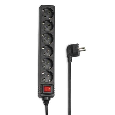 Мережевий фільтр Hama 6-fach з вимикачем для економії електроенергії, чорний (1.4м, GS сертифікований)