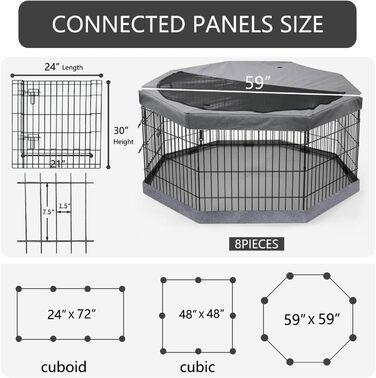 Захисна килимок для вольєру для собак PETIME, водовідштовхувальний, для дому та вулиці, сумісний з 8-панельними вольєрами 61 см, металевий вольєр для тварин