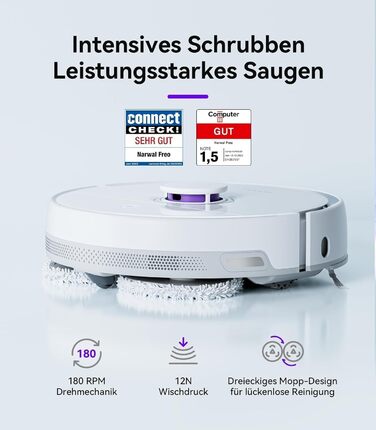 Робот-пилосос NARWAL з функцією миття, 8000Pa, 8N, станція самоочищення 3.5L, LDS-лазерна навігація, керування через додаток, для килима/шерсті домашніх тварин