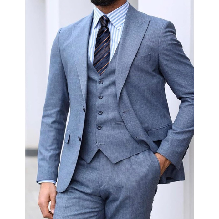 Набір краваток для чоловіків DiBanGu: краватка, хустинка, запонки, затискач для краватки. Стрижі, блакитно-золоті, для весілля, офіційні, ділові