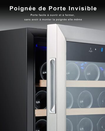 Kalamera 28-Bottle Wine Refrigerator - 86 Liter Capacity, Stainless Steel & Glass Door, 5-18°C Cooling Zone, Removable Wooden Shelves
