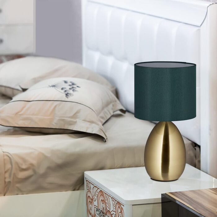 Настільна лампа Relaxdays з торканням, регульована яскравість, сучасний дизайн, 3 режими, E14, з кабелем, 33,5 x 18 см, латунь