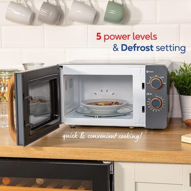 Мікрохвильова піч Russell Hobbs RHMM713G: 17 л, 700 Вт, сірий колір, стильний дизайн, функція розморожування