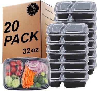 Набір контейнерів для їжі на 20 штук, 950 мл, з герметичним кришкою, BPA Free, для мікрохвильової печі та посудомийної машини