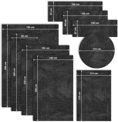 Килим для вітальні та спальні Carpet Studio Maine, 140x200 см, чорний, короткий ворс