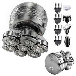 Електричний бритва для голови Glatzen Herren: професійний бритва для гоління голови, вологий та сухий, з LED-дисплеєм, 2 швидкості, сріблястий