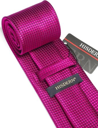 HISDERN Комплект краватки та нагрудного хустинки: рожевий, в клітинку, елегантний, класичний | HISDERN