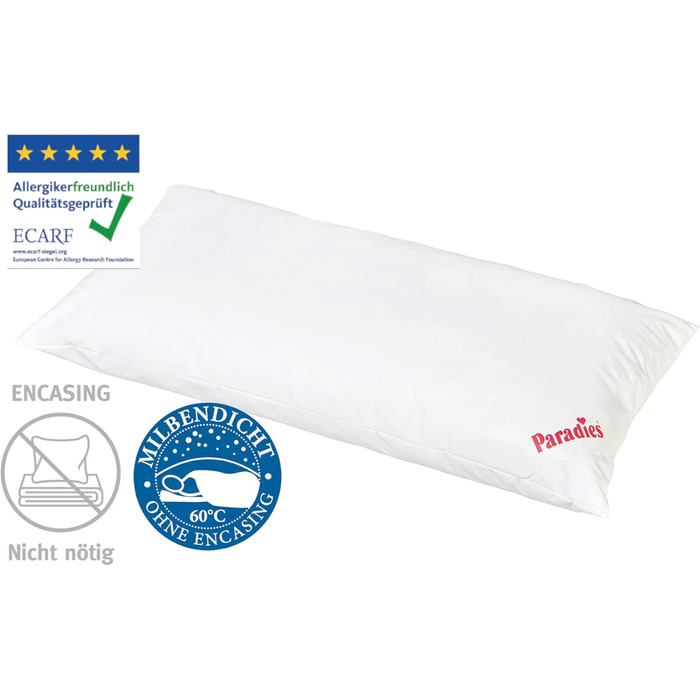 Подушка PARADIES Softy Antiallergo 40x80 см, антиалергенна, для алергіків, медична, сертифікат OEKO-TEX, від пилових кліщів