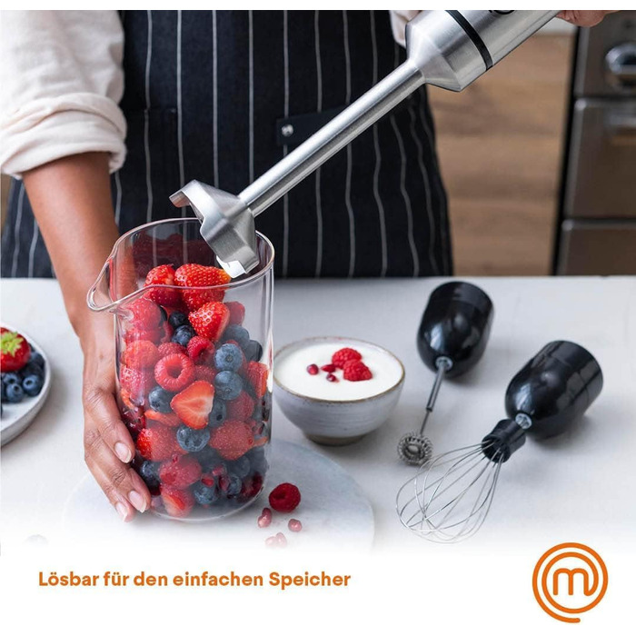 Стаціонарний блендер MasterChef Stabmixer 3-в-1 з нержавіючої сталі: блендер, міксер, вспениватель молока. 400W, 2 швидкості, миється в посудомийній машині
