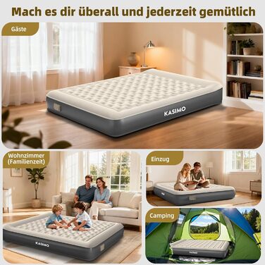 Матрац надувний KASIMO TPU самонадувний 1-місний з електричним насосом та подушкою, 190x90x22 см для дому та кемпінгу