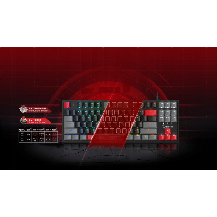 Ігрова механічна клавіатура Bloody S310N TKL RGB Red 1ms