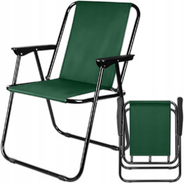 Складний туристичний стілець KRUMAD, зелений, 100 кг, сталевий каркас, 73x46x51 см. Підходить для кемпінгу, саду, риболовлі, балкону