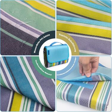 Плед для пікніка Muyans 200x300 см, XXL, водонепроникний, складний, з ручкою для саду, пляжу, кемпінгу