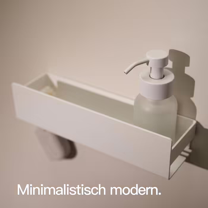 Designfabrik Hamburg Suction Cup Shower Shelf | Bathroom Organizer | Shower Shelf No Drilling | Bathroom Shelf | Hanging Shelf | Wall Shelf | Self-Adhesive Shower Basket | Shower Shelf White 30 cm