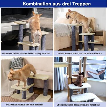 Сходинка для собак Mekidulu, 2/3/4/5 сходинок, регульована висота, сходинка для котів, для літніх котів, знімні та миючі подушки, для маленьких собак, водонепроникна