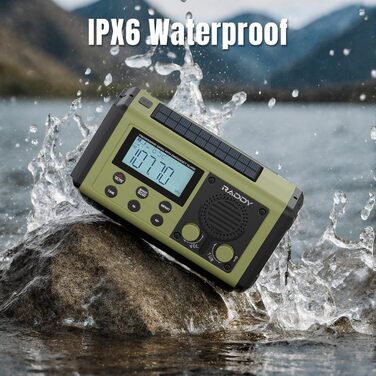 Радіо Raddy SH-908 з ручним приводом, сонячною та USB-підзарядкою, IPX6, AM/FM/SW, SOS, компас, ліхтарик, телефонний зарядний пристрій для кемпінгу та надзвичайних ситуацій