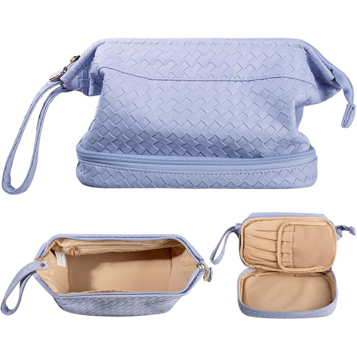 Косметичка для жінок велика водонепроникна з відділенням для пензлів, органайзер для макіяжу, косметичка для подорожей, велика косметичка з пензленицею (B-фіолетовий)