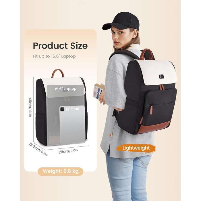 LOVEVOOK Рюкзак для дівчаток-підлітків, водовідштовхуючий рюкзак для ноутбука 15.6