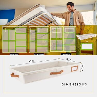 Набір низьких контейнерів для зберігання під ліжком HOMELUX THEORY з кришками, 2 шт, колір слонова кістка — органайзери для одягу, ковдр та текстилю
